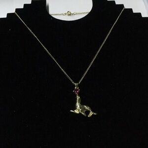 Charming Gold Seal Pendant Necklace with Red Accent